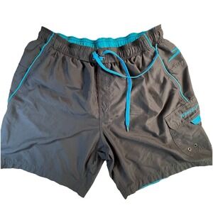 Speedo Men's Athletic Casual Swim Trunks Size L Grey Board‎ Shorts Aqua Trim